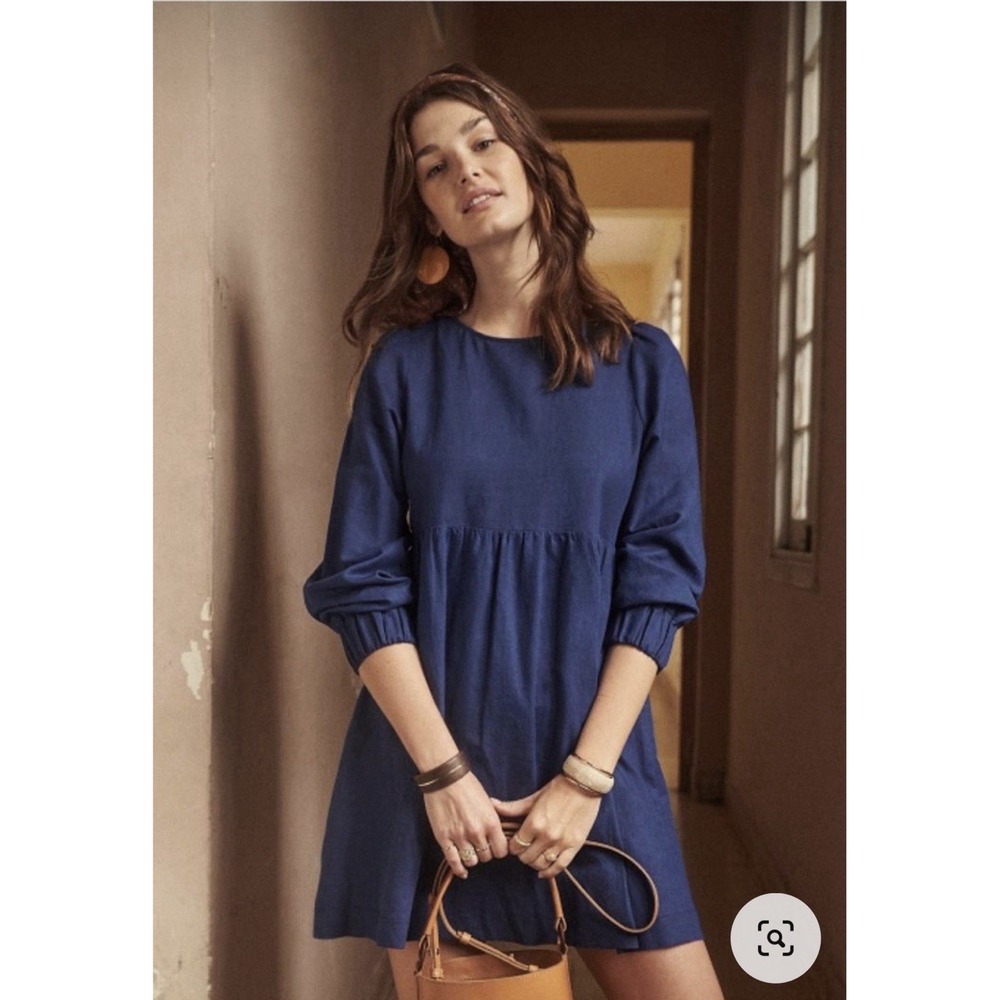 Sezane Candice Two Way  Babydoll Dress Linen Blend Size 38/6 Button Back